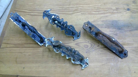 Lot Vintage Metal Thumb Latch Door Handles & backplates READ Cover