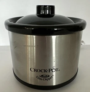 Crock Pot Little Dipper Mini Slow Cooker Silver & Black Model 32041-C 16 oz - Picture 1 of 9