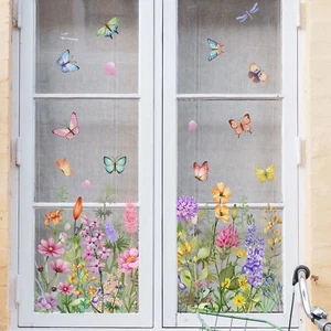 Creative Colorful Flower Butterfly Window Stickers Home Glass Window,Colorful - Picture 1 of 6