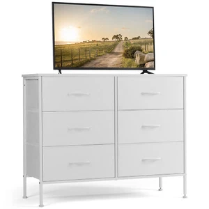 Storage Dresser with 6-Drawers Bedroom Living Room Closet Chest Fabric Bin - Picture 1 of 17