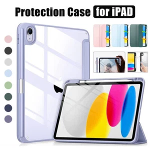For iPad 7/8/9/10th Air 5/4 10.9 Pro 12.9/11 Samrt Case Cover with Pencil Holder - Picture 1 of 23