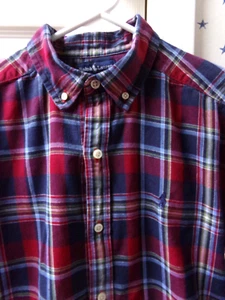 RALPH LAUREN Plaid Dress Shirt Boys 20 Y2K Vtg Blue $59 Polo 100% Cotton XL - Picture 1 of 17