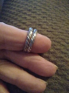 Vtg (2) Sterling Silver Milor made in Italy patterned bands sz  - Picture 1 of 8