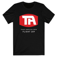 Airplane! Trans American Crew Men's Black and White T-Shirt USA Size S to 5XL