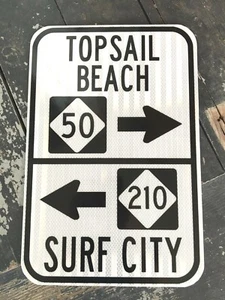 SURF CITY TOPSAIL BEACH NC 50 - NC 210 road sign 12"x18" - DOT specs - highway - Picture 1 of 12