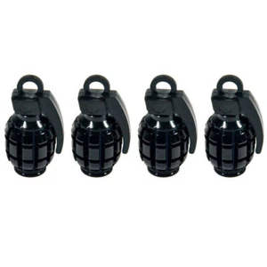 4 Pcs Aluminum Black Bomb Grenade Style Wheel Tyre Tire Valve Stem Cap Cover car - Picture 1 of 3