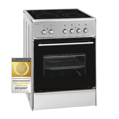 Exquisit ECM 6-4 BZ Inox Elektro-Standherd | Glaskeramik-Kochfeld | 61 l Garraum - Bild 1 von 4