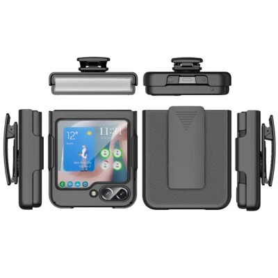 SPM168 For Samsung Galaxy Z Flip 5 Belt Clip Case, Slim Phone Case with Holster+Screen
