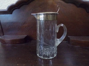 Große Kanne Schenkkanne Limonadenkanne 29 cm Glas WTB Montur in Echtsilber 800er - Picture 1 of 12