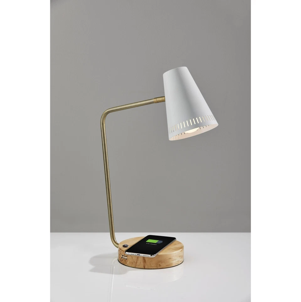 Carga inalámbrica Adesso Morris 18 pulgadas Lámpara de escritorio blanca Foto 1 de 4