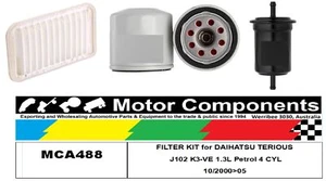 FILTER SERVICE KIT for DAIHATSU TERIOUS J102 K3-VE 1.3L Petrol 4 10/2000>05 - Picture 1 of 3