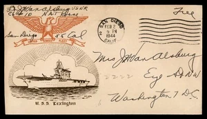 MayfairStamps USS Lexington 1944 Free Frank to Washington DC Naval Cover aar_823 - Picture 1 of 2