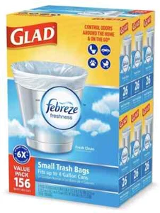 Glad 4 Gallon Garbage Bag with OdorShield Technology and Refreshing Scent 156 ct - Picture 1 of 6