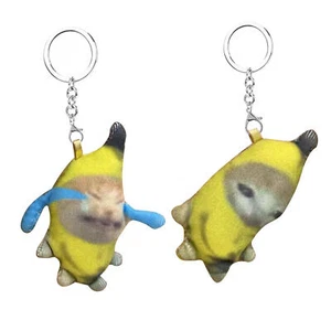 Banana Cat Plush Keychain Funny Pendant Cute Crying Banana Cats Pendant Keyring - Picture 1 of 14