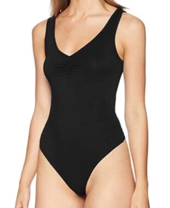 Drei Punkte schwarzes Tanktop V-Ausschnitt Body leichter Tanga Größe Large - Bild 1 von 6