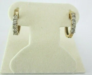 BEAUTIFUL LADIES 14K YELLOW GOLD DIAMOND HOOP STYLE EARRINGS .4CT. 4.6G - Picture 1 of 7