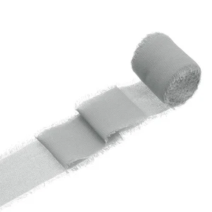 1 Rolle Chiffonband, 1,5 Zoll x 5 Yard Seidenband, grau - Bild 1 von 5
