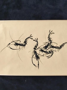 Antico dipinto lungo cinese 86 pollici rotoli seta su gamberetti 群虾图 di Qi Baishi 齐白石 - Foto 1 di 8