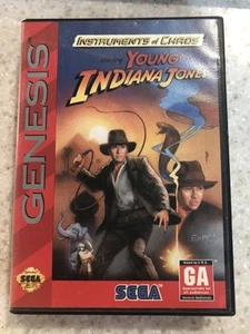 YOUNG INDIANA JONES INSTRUMENTOS DEL CAOS SEGA GENESIS JUEGO, MANUAL Y ESTUCHE NESHQ - Imagen 1 de 2
