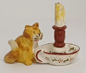 Peter Fagan 1987 Cat And Candlestick Mini Ornament 4x5.5x3.5cm Resin Handpainted - Picture 1 of 6