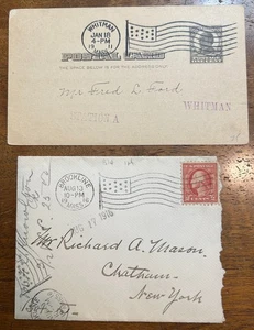 US flag cancellation on 1911 postcard & 1916 envelope, Mass - Picture 1 of 4