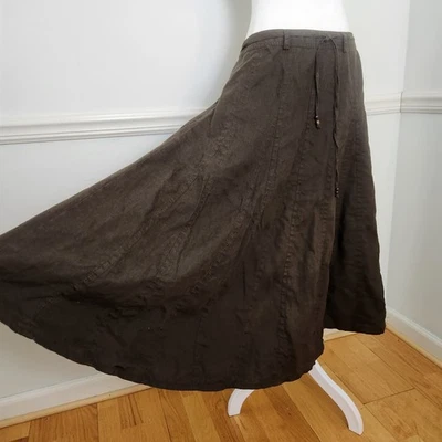 Falda Liz Claiborne Talla 8 Mujer 100 Lino Completa Verde Oliva Boho Midi Grunge  Foto 1 de 4