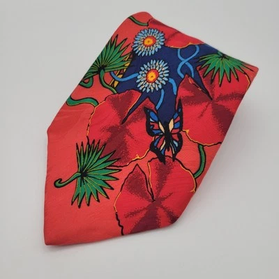 Corbata Rush Limbaugh No Boundaries 100% Seda Rojo Azul Floral De Colección EE. UU. Foto 1 de 4