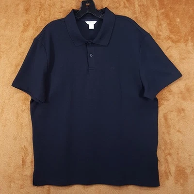 CALVIN KLEIN Polo Shirt Mens XL Black Short Sleeve Cotton Blend Logo - Image 1 of 4