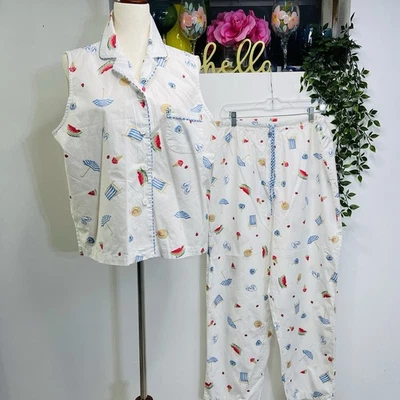 Juego de pijama vintage CHARACTER 100 % algodón blanco para mujer XL Foto 1 de 4