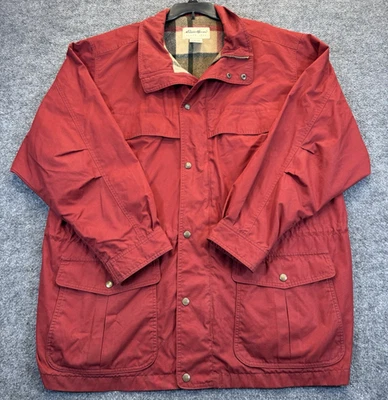 Eddie Bauer Men’s Size XL Wool-Lined Mountain Parka Red Jacket Plaid Lined - Image 1 of 4