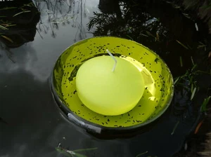 Schwimmschale , Glasschale aus Glas, grün, Teichdeko, für Teelicht - Bild 1 von 3