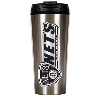 НОВЫЙ подлинный дорожный тамблер Brooklyn Nets 16 унций нержавеющая сталь - Изображение 1 из 4