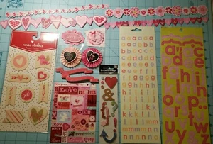 Scrapbooking Set Of 9 Valentine's Stickers, Borders & Accents & Letters - NEW - Picture 1 of 12