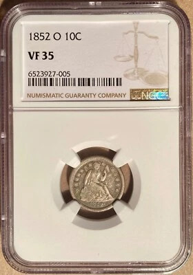 1852-O NGC VF35 Liberty Seated Dime 10c - New Orleans Mint - Image 1 of 2