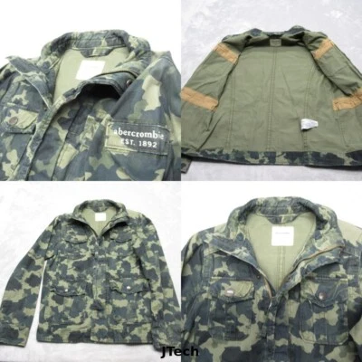 Chaqueta Abercrombie & Fitch Juvenil Grande Verde Camuflaje Algodón Utilidad Duradera Foto 1 de 4
