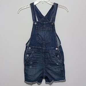 GAP Kids Classic Denim Blue Bib Overall Shorts - Size Medium - Picture 1 of 14