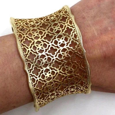 Brazalete brazalete ancho cóncavo dorado filigrana Candice KENDRA SCOTT 7" Foto 1 de 4