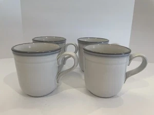 Set Of 4 Noritake Sierra Twilight Stoneware Mugs. Gray Bands 8667 Japan - Picture 1 of 8