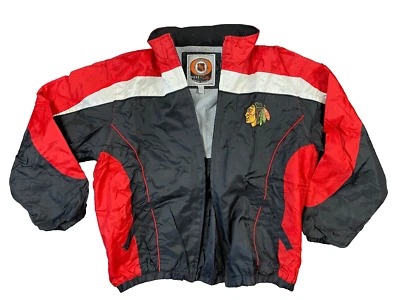 Jaqueta Chicago Blackhawks Vintage Anos 90 G III Com Capuz Zíper Nylon Masculina Tamanho Grande - Imagem 1 de 4