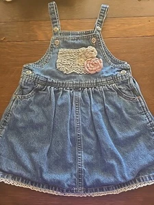 Vintage OshKosh Vestbak Denim Overall Jumper Tide Label 24 Months with lace - Bild 1 von 8