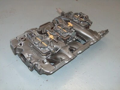 1962 Pontiac 3x2 Tri Power 3 Deuce Cast Iron Intake Manifold 541690 w/Carb Bases - Image 1 of 4