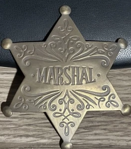 MARSHAL Fancy Scrollwork Letters Brass Star Badge Old West 3" Badge NEW - Picture 1 of 2
