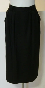 1980s Anne Klein II Womens Skirt Black 14 Wool Pleated Pocket Belt Loop Long Vtg - Picture 1 of 5