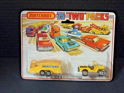 Matchbox Superfast 75 "Two Packs" TP-7 Jeep & Glider Trailer Lesney, New in Pack - Image 1 of 4