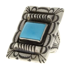 9 - Anillo turquesa natural de la bella durmiente del artista navajo Calvin Martínez - Imagen 1 de 5