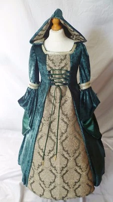 Girls Medieval Dress Renaissance Hooded Gown made to measure from age 5 to 7 yrs - Image 1 of 4