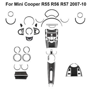 For Mini Cooper 2007-10 Carbon Fiber Interior Full Kit Cover Trim Sticker 52Pcs