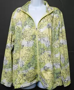 Style & Co. Chaqueta Deportiva con Cremallera Plus 1X Elastizada Estampado Floral Amarillo Gris Cortavientos - Imagen 1 de 10
