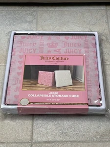 Juicy Couture 15x15x15 Storage Cube With Velvet Lid Juicy Logo, Pink Crowns NEW - Picture 1 of 4