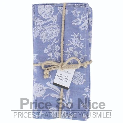 Sur La Table Italian Blue Floral Napkins - 20 x 20, Set of 4 MSRP $50 - Image 1 of 2